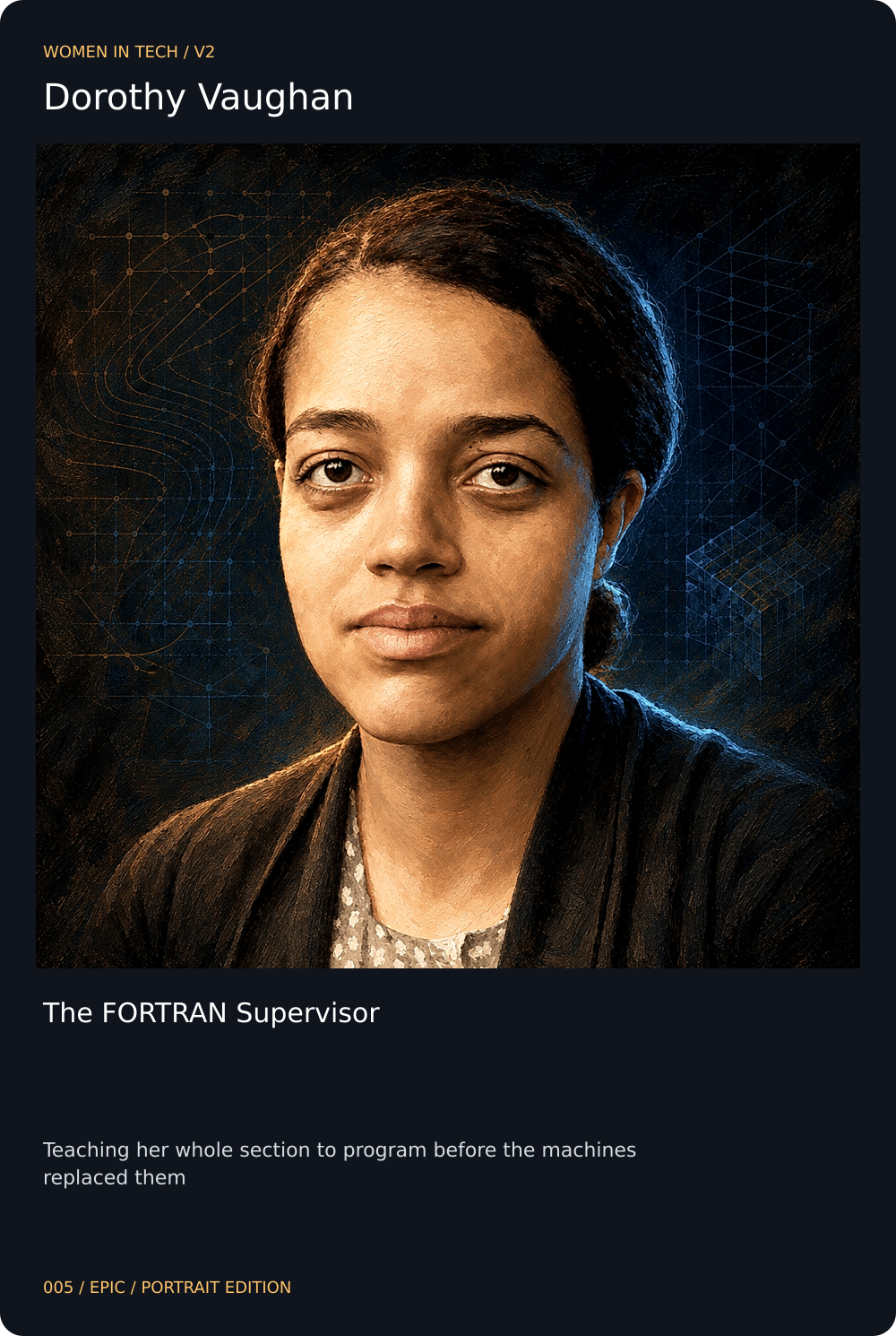 Dorothy Vaughan trading card, front
