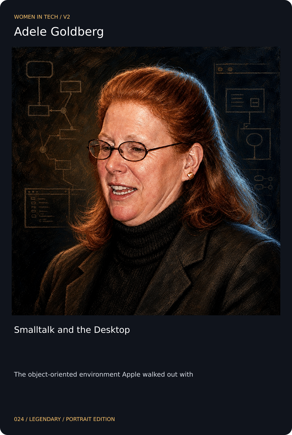 Adele Goldberg trading card, front
