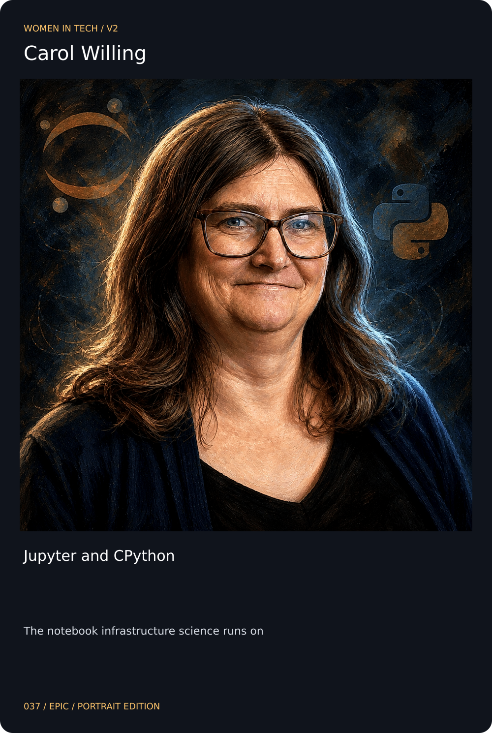Carol Willing trading card, front